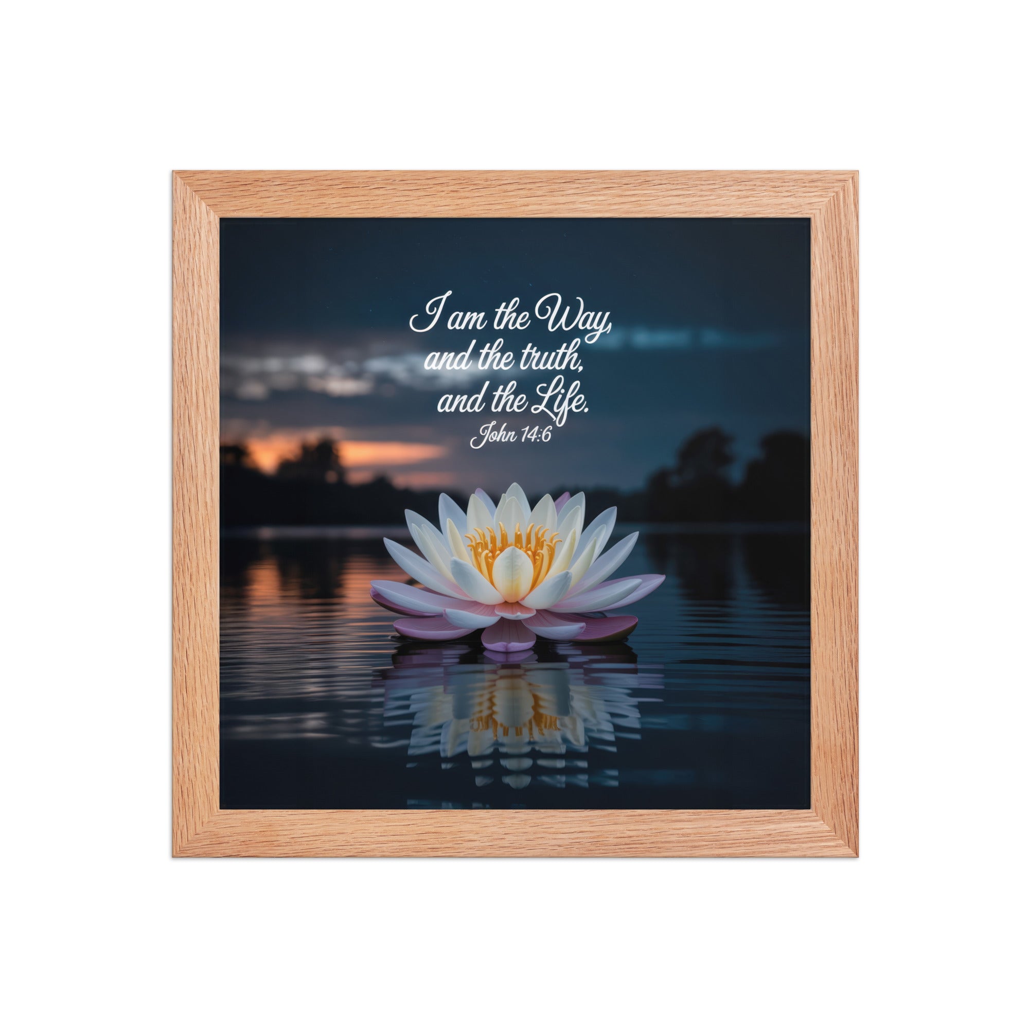 John 14:6 Bible Verse The Father Enhanced Matte Paper Framed Poster Red Oak 10″×10″