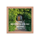 Revelation 3:20 Bible Verse, Garden Doorway Enhanced Matte Paper Framed Poster Wall Art Red Oak 10″×10″