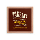 Matthew 11:29-30 Bible Verse, learn from me Enhanced Matte Paper Framed Poster Wall Art Red Oak 10″×10″