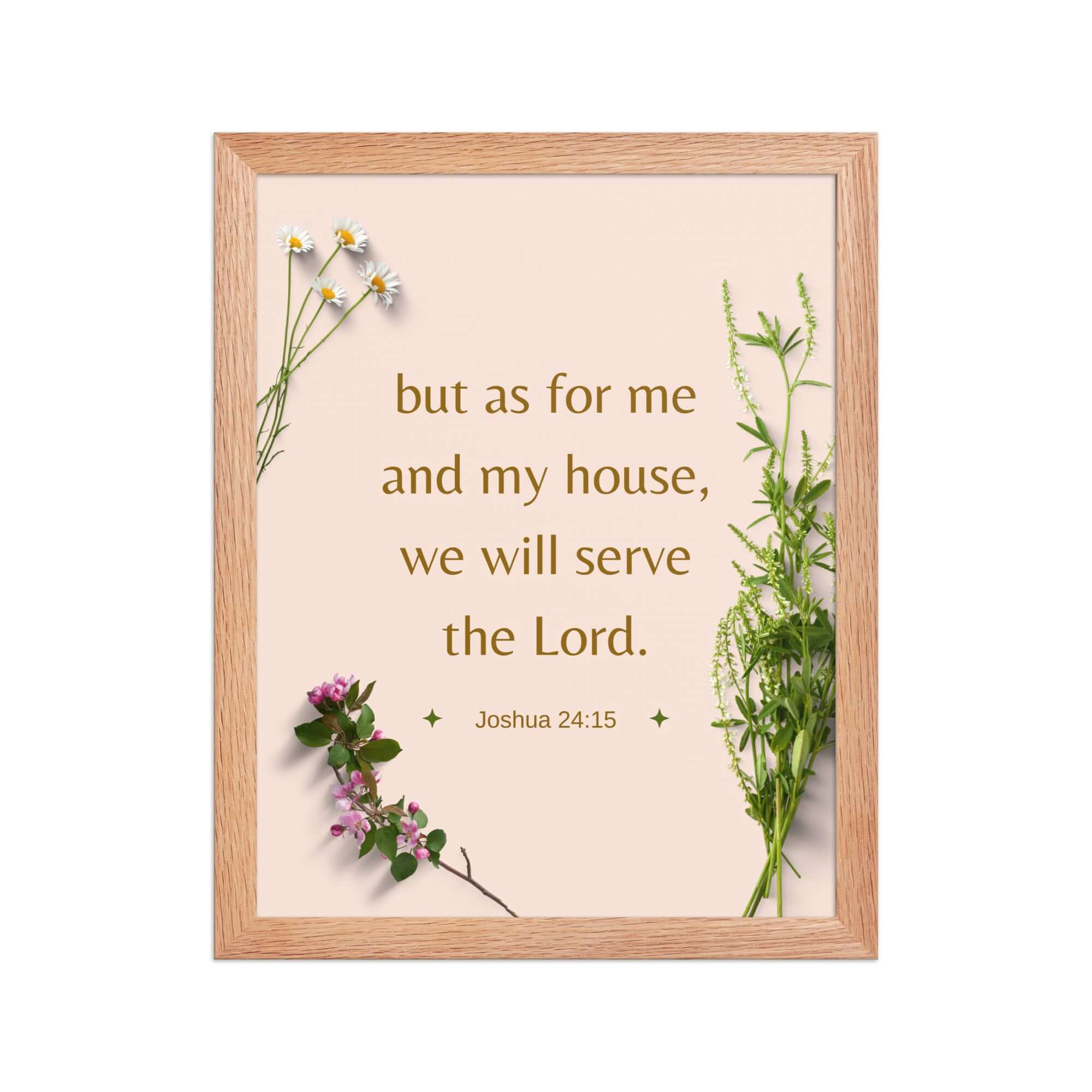 Joshua 24:15 Bible Verse, your fathers Enhanced Matte Paper Framed Poster Wall Art Red Oak 11″×14″