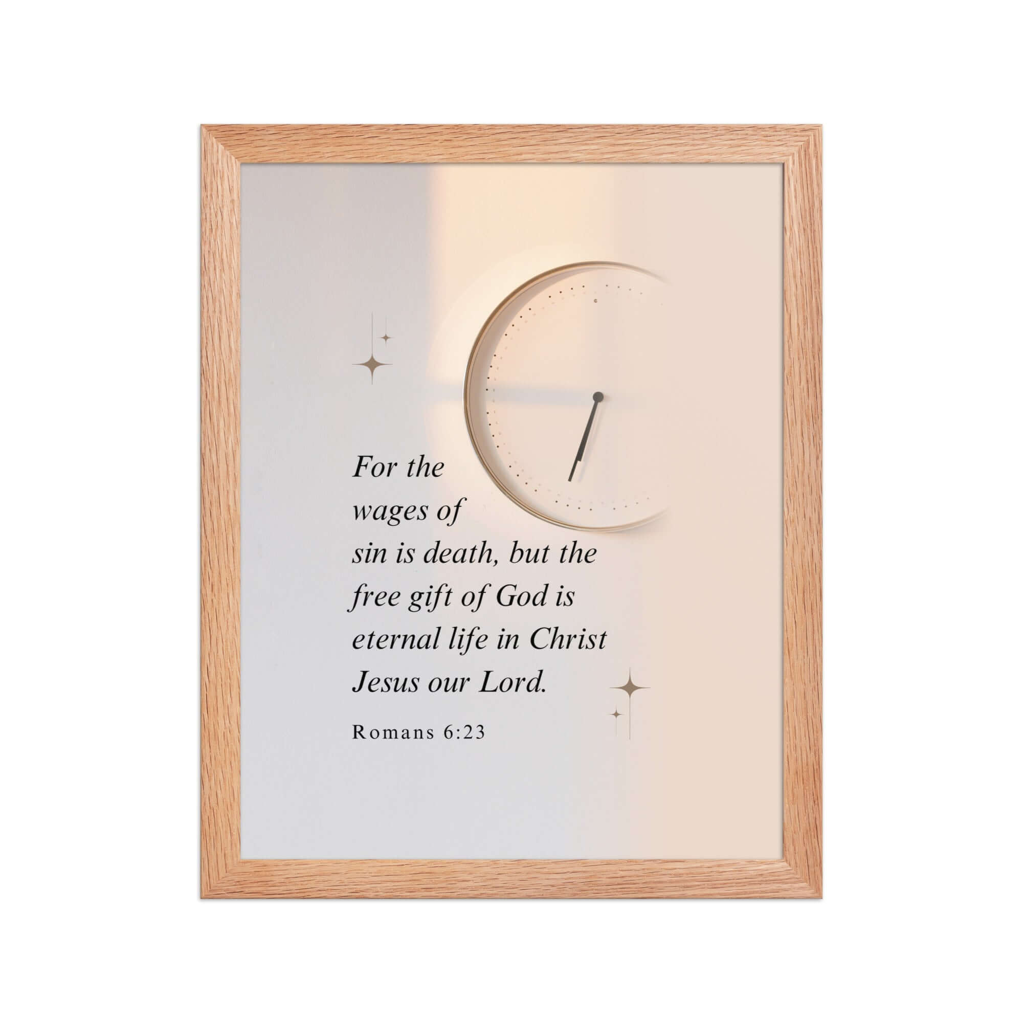 Romans 6:23 Bible Verse, our Lord Enhanced Matte Paper Framed Poster Wall Art Red Oak 11″×14″
