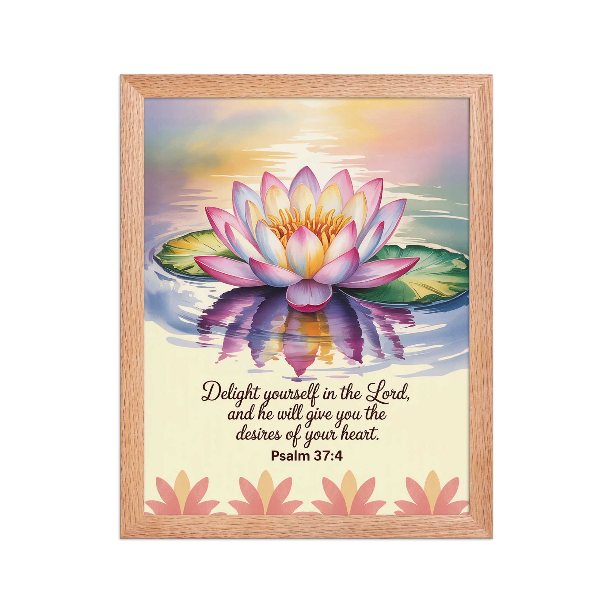 Psalm 37:4 Bible Verse, the Lord Enhanced Matte Paper Framed Poster Red Oak 11″×14″