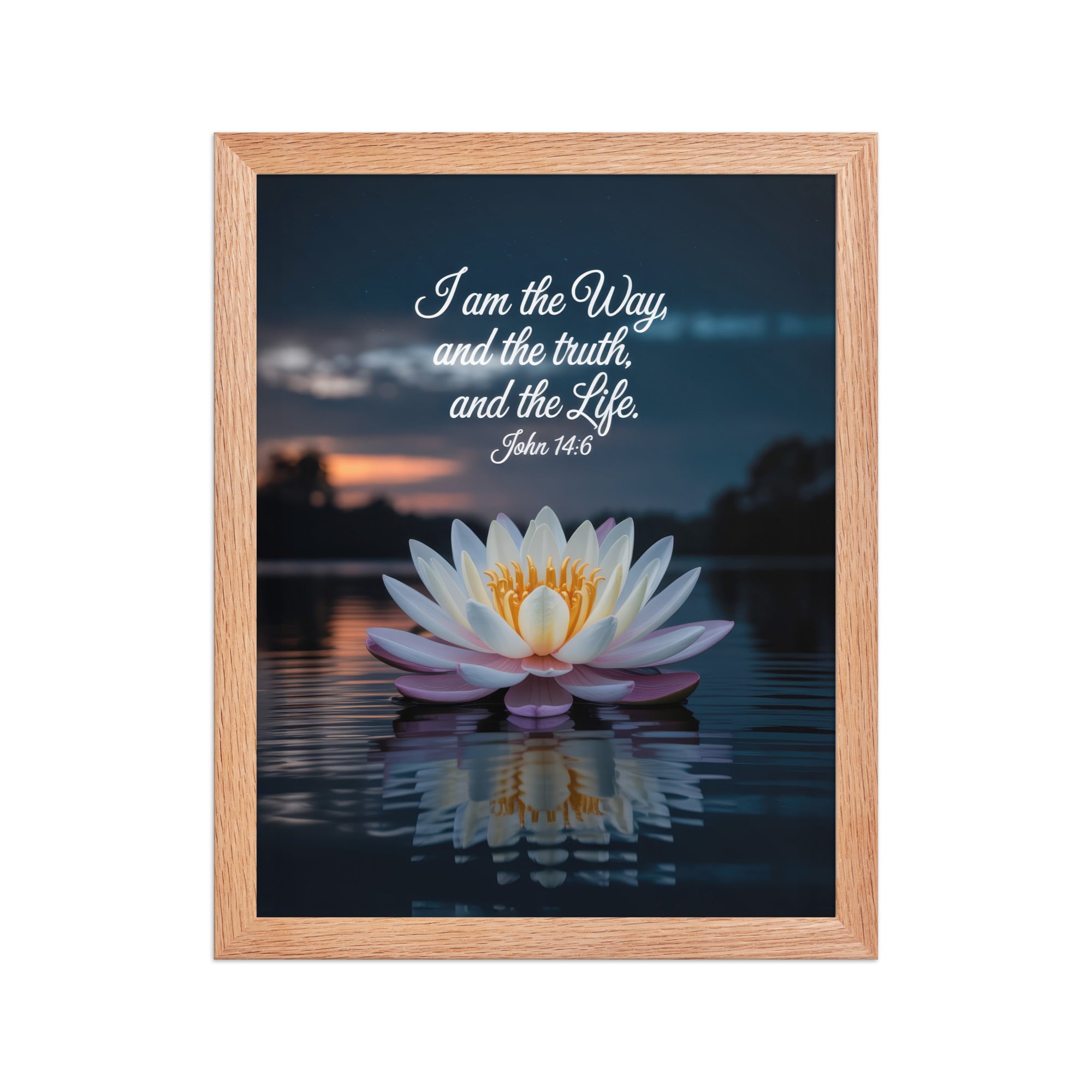 John 14:6 Bible Verse The Father Enhanced Matte Paper Framed Poster Red Oak 11″×14″