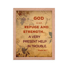 Psalm 46:1 Bible Verse, God is Our Refuge Enhanced Matte Paper Framed Poster Wall Art Red Oak 11″×14″