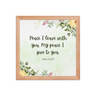 John 14:27 Bible Verse, My peace Enhanced Matte Paper Framed Poster Wall Art Red Oak 12″×12″