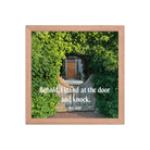 Revelation 3:20 Bible Verse, Garden Doorway Enhanced Matte Paper Framed Poster Wall Art Red Oak 12″×12″