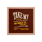 Matthew 11:29-30 Bible Verse, learn from me Enhanced Matte Paper Framed Poster Wall Art Red Oak 12″×12″
