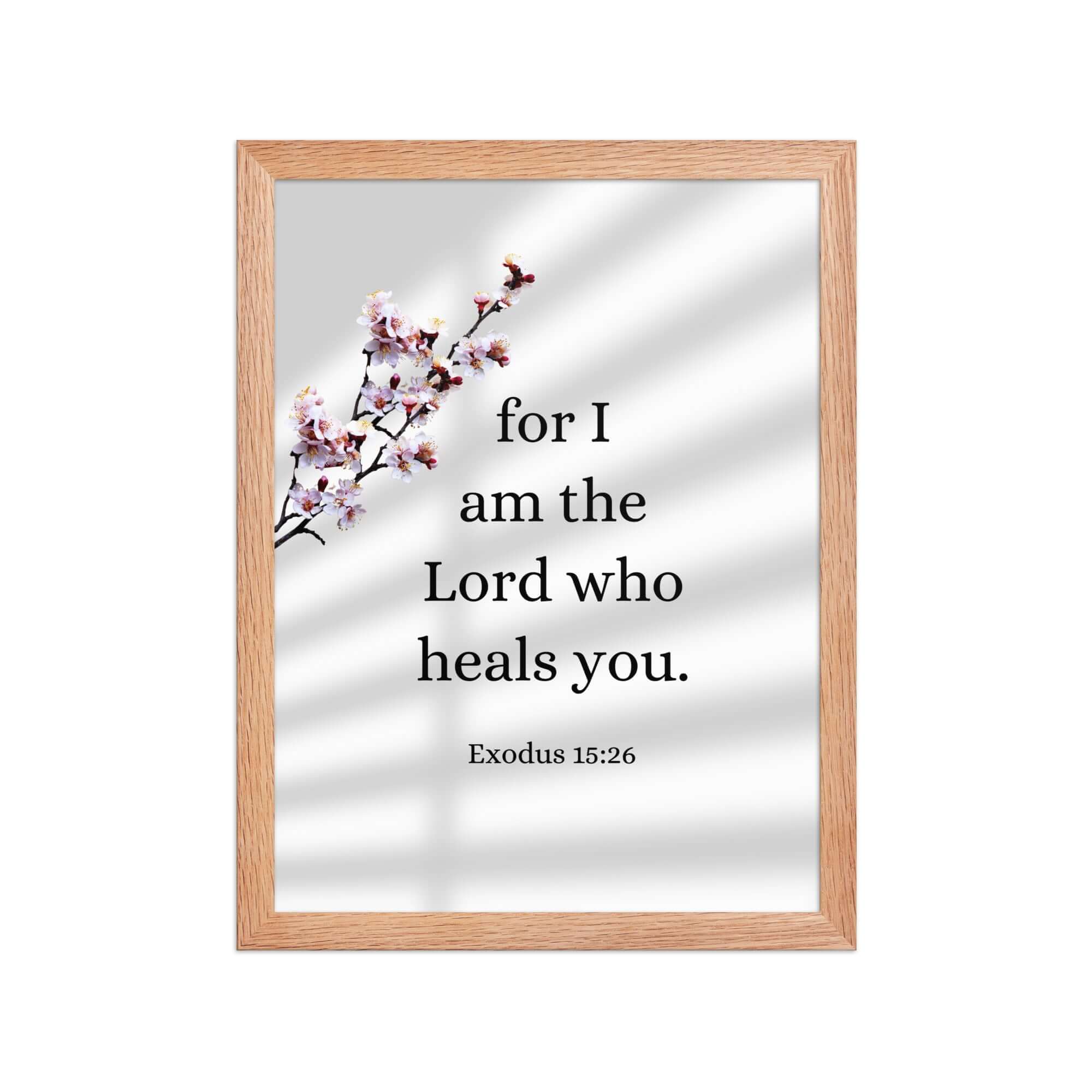 Exodus 15:26 Bible Verse, diligently listen Enhanced Matte Paper Framed Poster Wall Art Red Oak 12″×16″