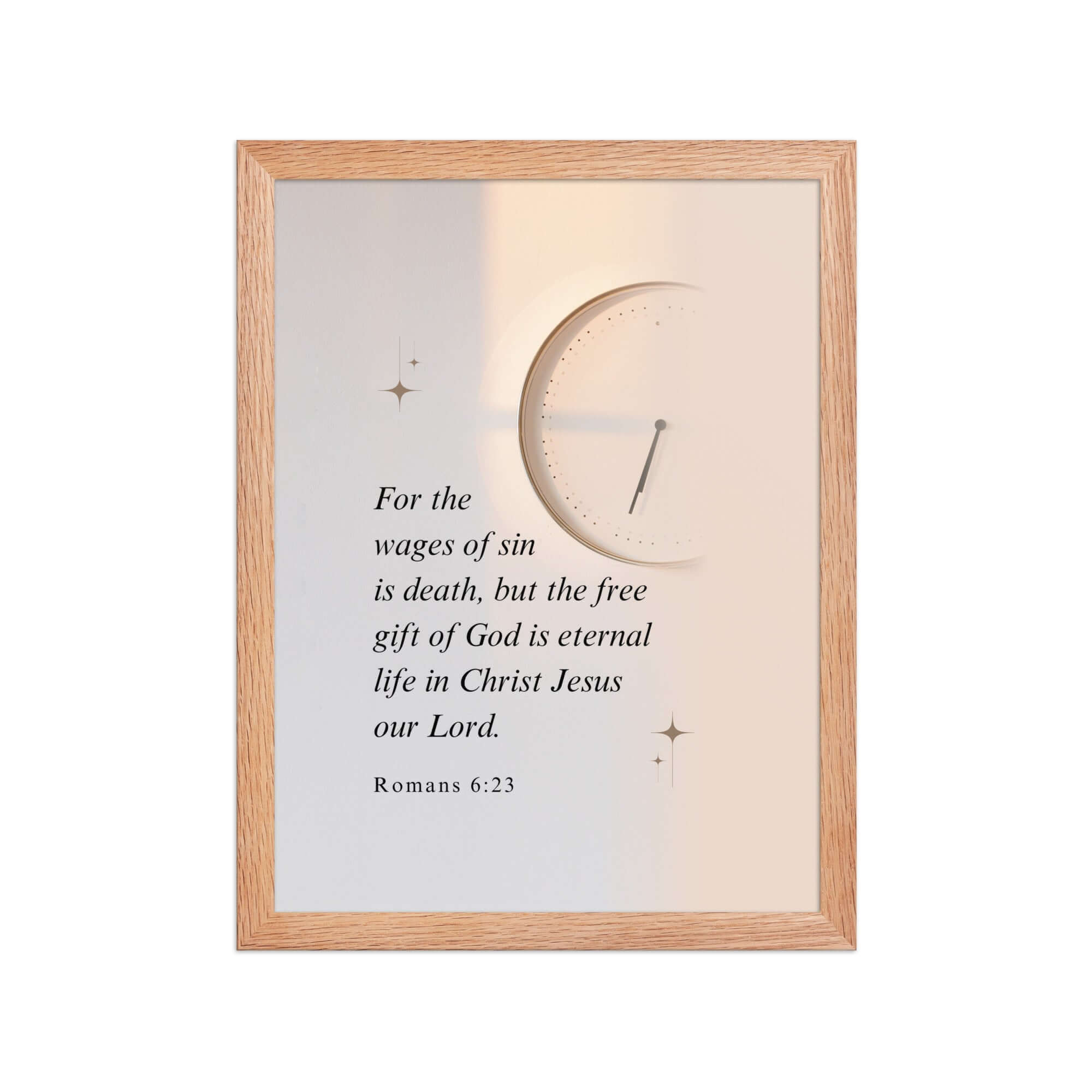 Romans 6:23 Bible Verse, our Lord Enhanced Matte Paper Framed Poster Wall Art Red Oak 12″×16″