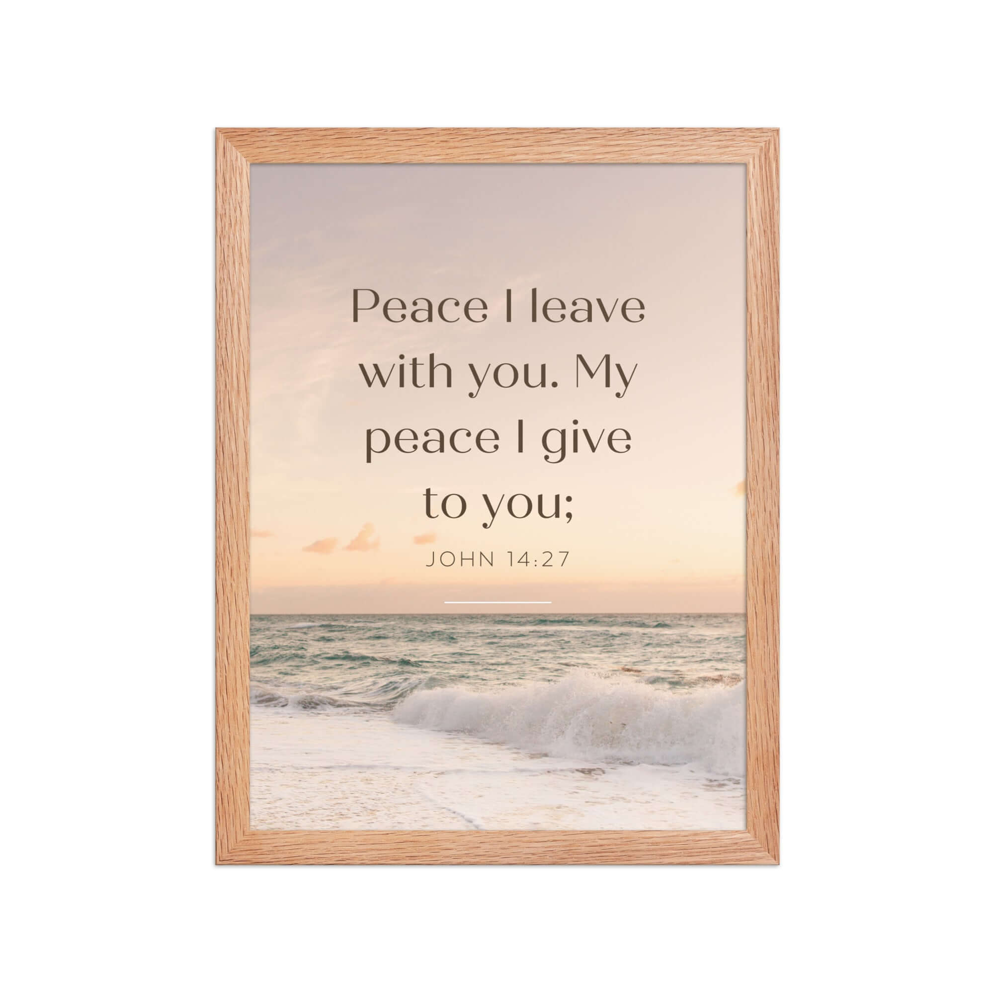 John 14:27 Bible Verse, not as the Enhanced Matte Paper Framed Poster Wall Art Red Oak 12″×16″