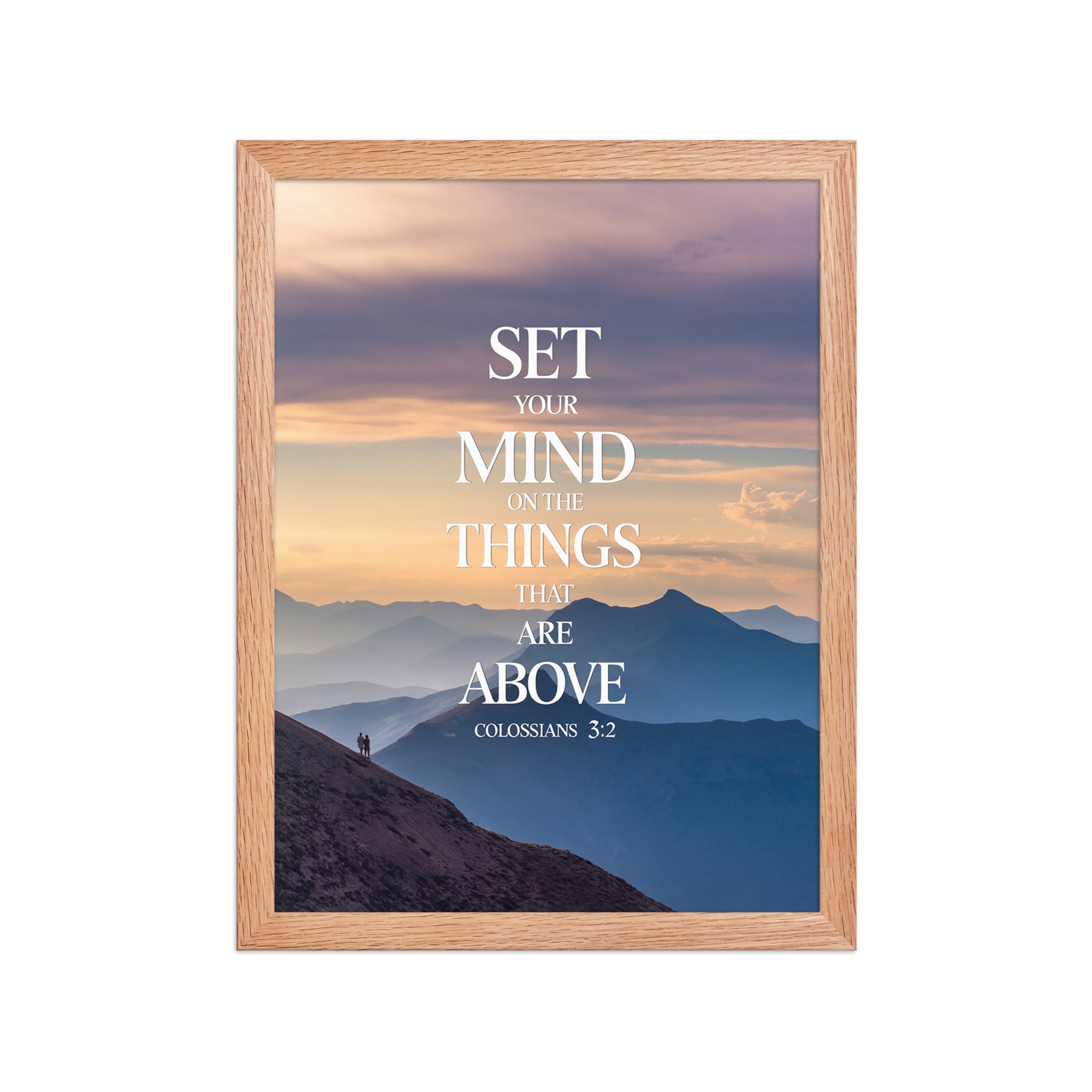 Colossians 3:2 Bible Verse things that Enhanced Matte Paper Framed Poster Red Oak 12″×16″