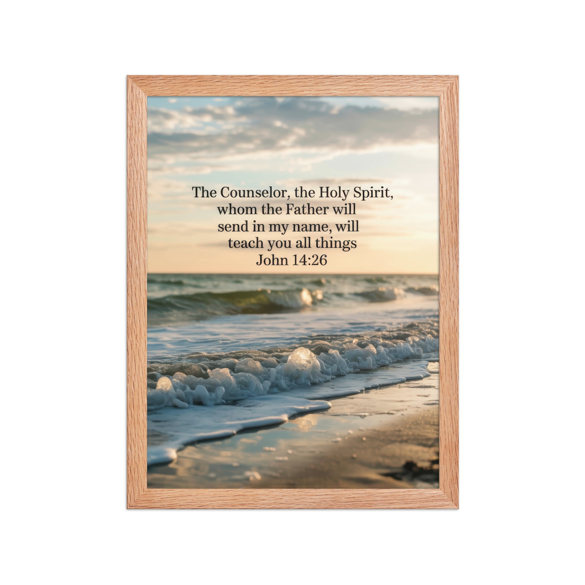 John 14:26 Bible Verse You All Enhanced Matte Paper Framed Poster Red Oak 12″×16″