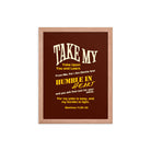 Matthew 11:29-30 Bible Verse, learn from me Enhanced Matte Paper Framed Poster Wall Art Red Oak 12″×16″