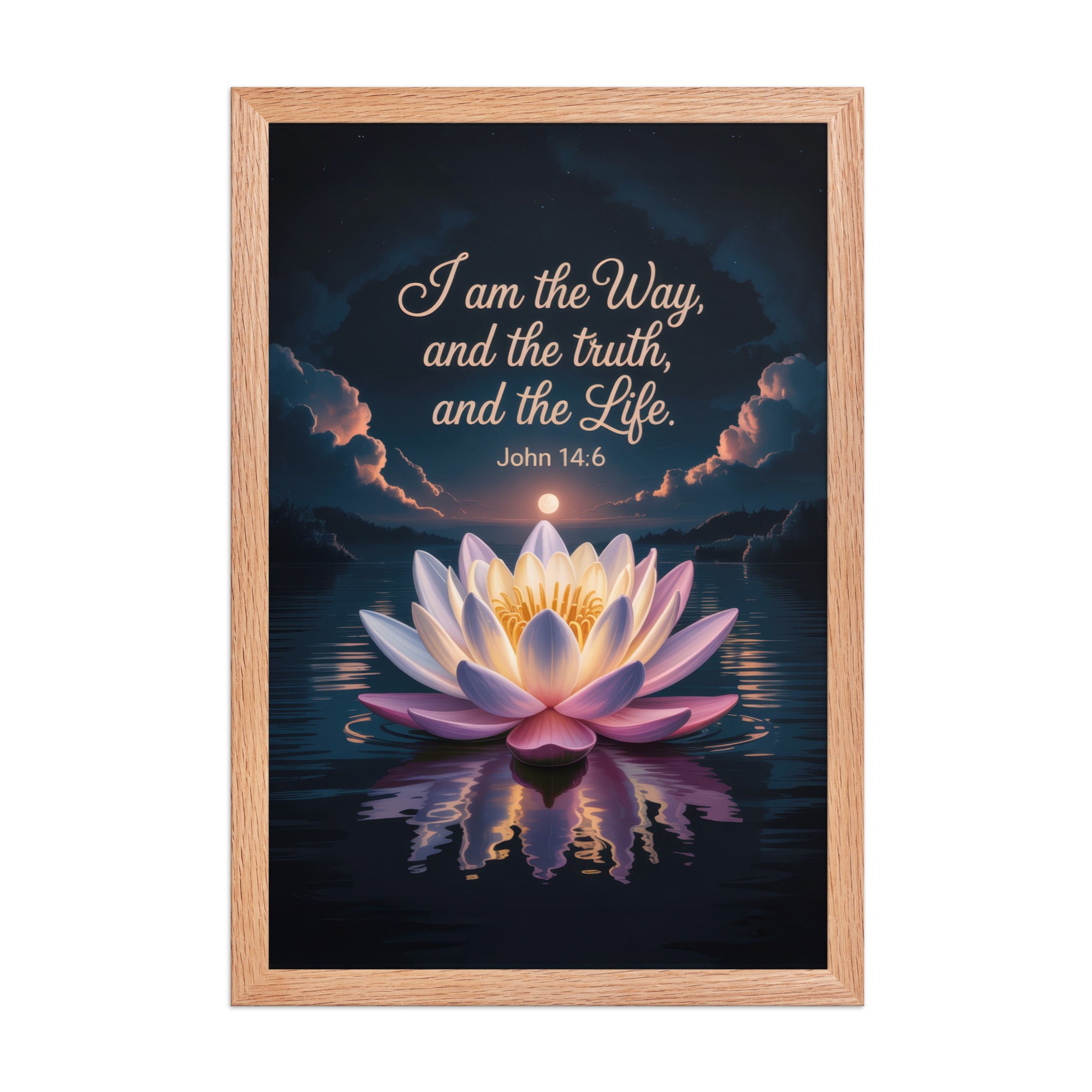 John 14:6 Bible Verse The Way Enhanced Matte Paper Framed Poster Red Oak 12″×18″