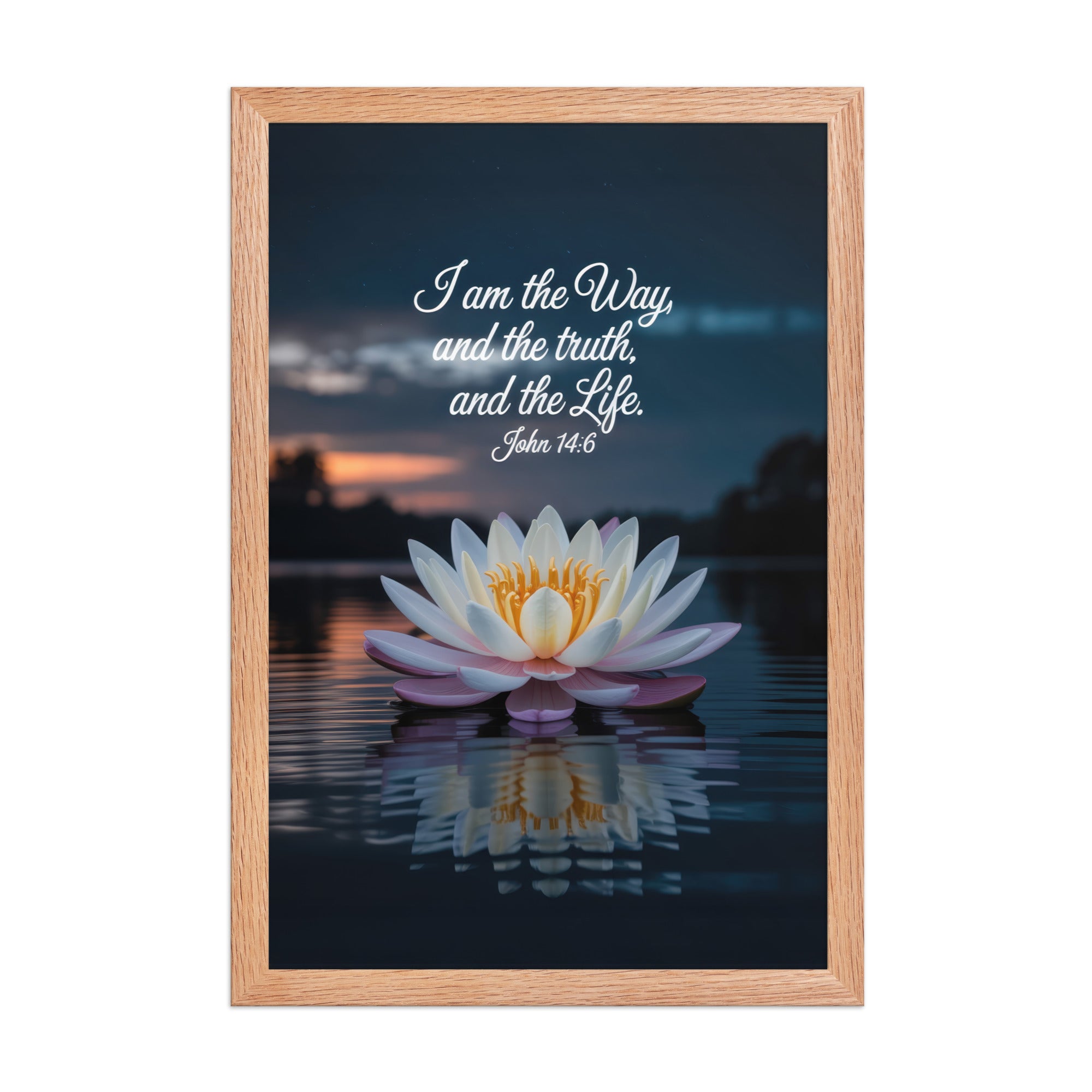 John 14:6 Bible Verse The Father Enhanced Matte Paper Framed Poster Red Oak 12″×18″