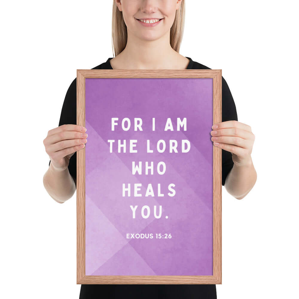 Exodus 15:26 Bible Verse, in his eyes Enhanced Matte Paper Framed Poster Wall Art Red Oak 12″×18″