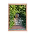 Revelation 3:20 Bible Verse, Garden Doorway Enhanced Matte Paper Framed Poster Wall Art Red Oak 12″×18″