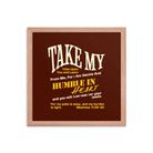 Matthew 11:29-30 Bible Verse, learn from me Enhanced Matte Paper Framed Poster Wall Art Red Oak 14″×14″