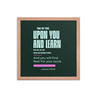 Matthew 11:29-30 Bible Verse, I am gentle Enhanced Matte Paper Framed Poster Wall Art Red Oak 14″×14″