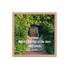 Revelation 3:20 Bible Verse, Garden Doorway Enhanced Matte Paper Framed Poster Wall Art Red Oak 16″×16″