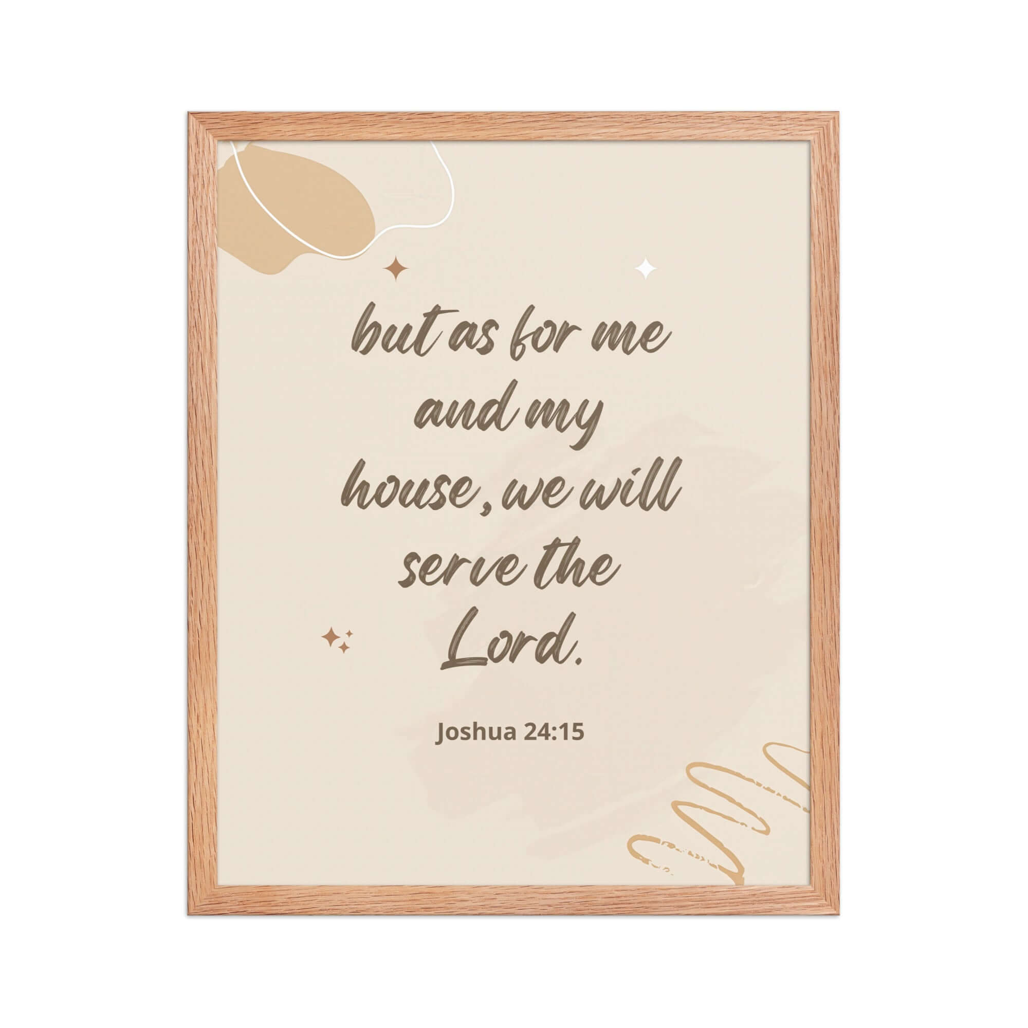 Joshua 24:15 Bible Verse, will serve Enhanced Matte Paper Framed Poster Wall Art Red Oak 16″×20″