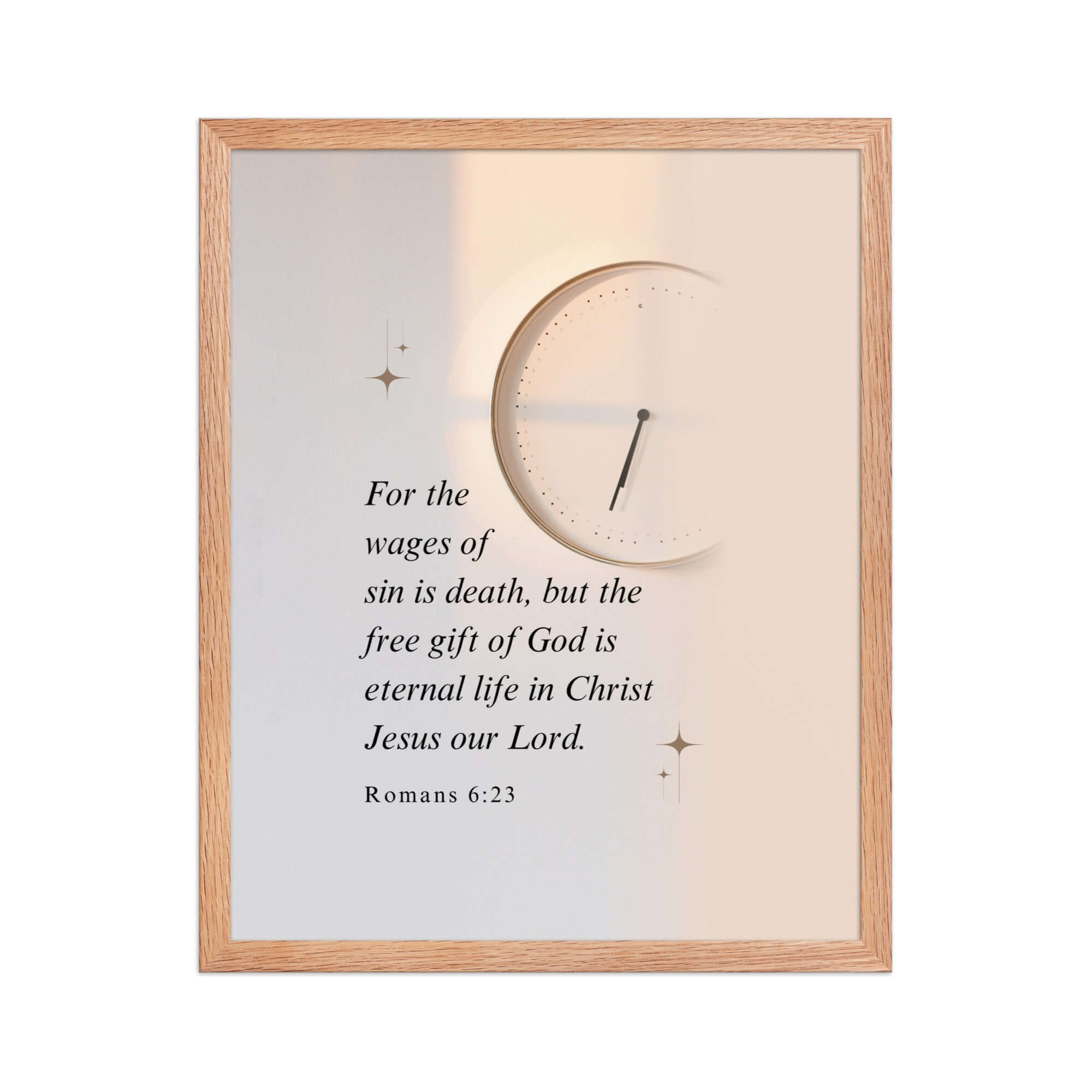 Romans 6:23 Bible Verse, our Lord Enhanced Matte Paper Framed Poster Wall Art Red Oak 16″×20″