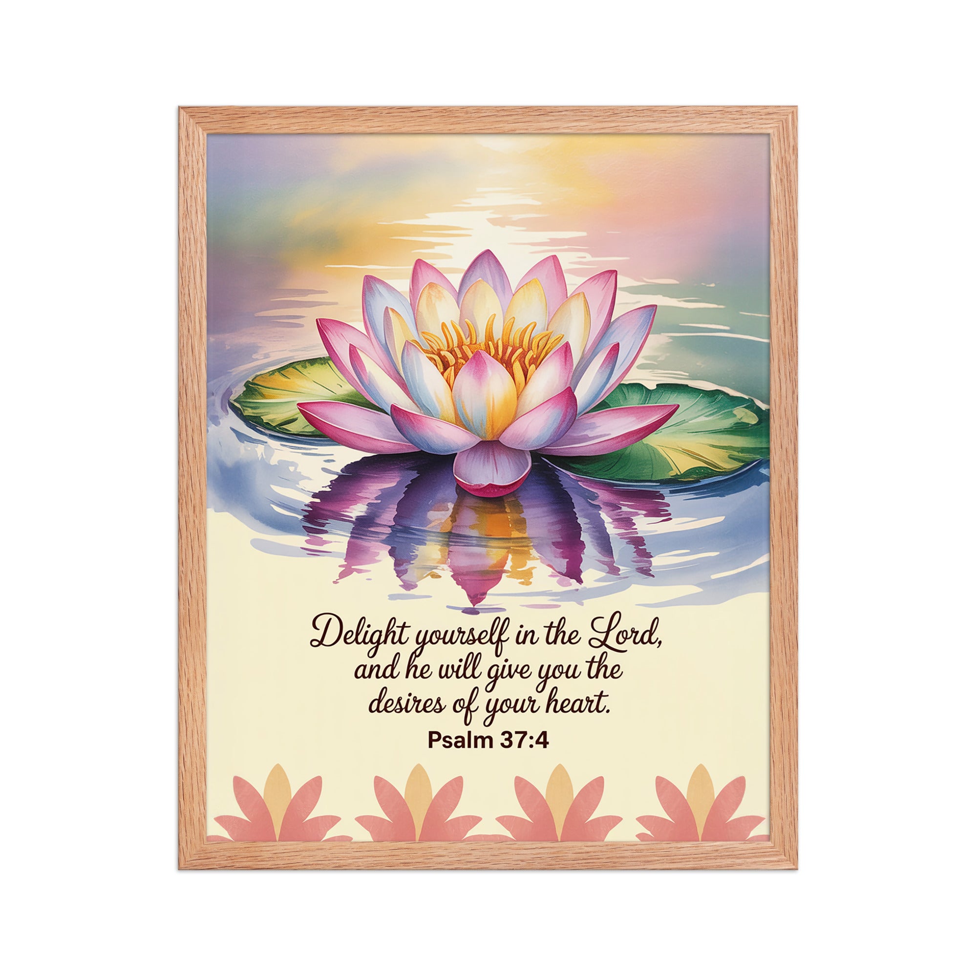 Psalm 37:4 Bible Verse, the Lord Enhanced Matte Paper Framed Poster Red Oak 16″×20″