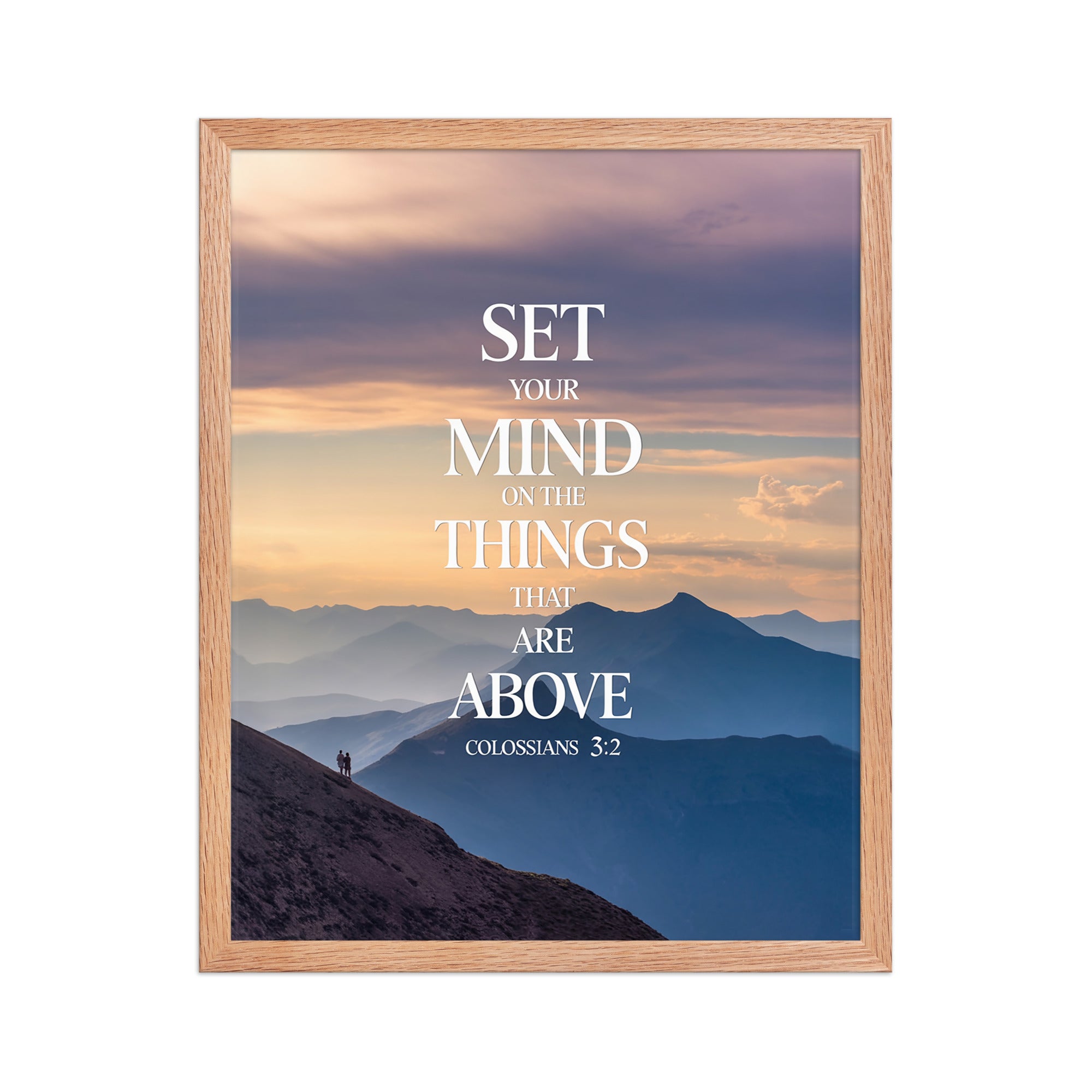Colossians 3:2 Bible Verse things that Enhanced Matte Paper Framed Poster Red Oak 16″×20″