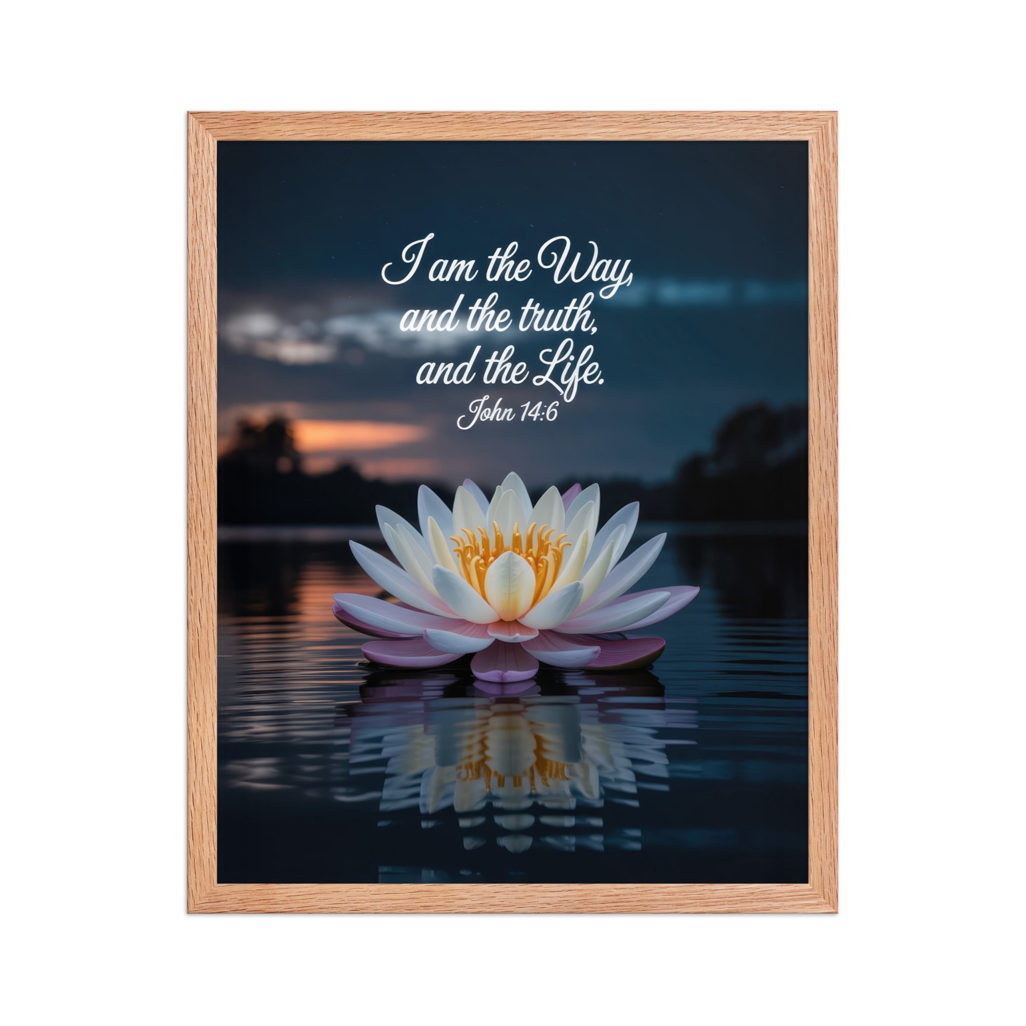 John 14:6 Bible Verse The Father Enhanced Matte Paper Framed Poster Red Oak 16″×20″