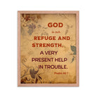 Psalm 46:1 Bible Verse, God is Our Refuge Enhanced Matte Paper Framed Poster Wall Art Red Oak 16″×20″