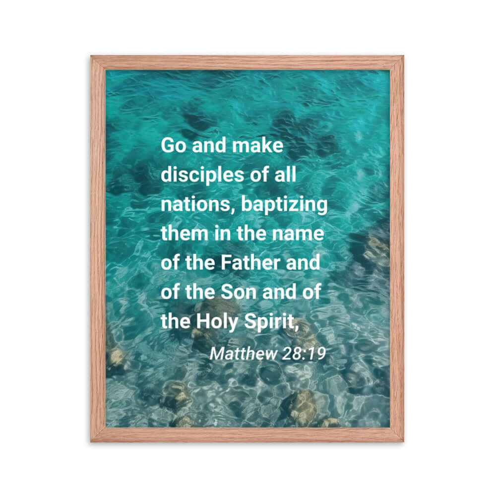 Matthew 28:19 Bible Verse, Make Disciples Enhanced Matte Paper Framed Poster Wall Art Red Oak 16″×20″