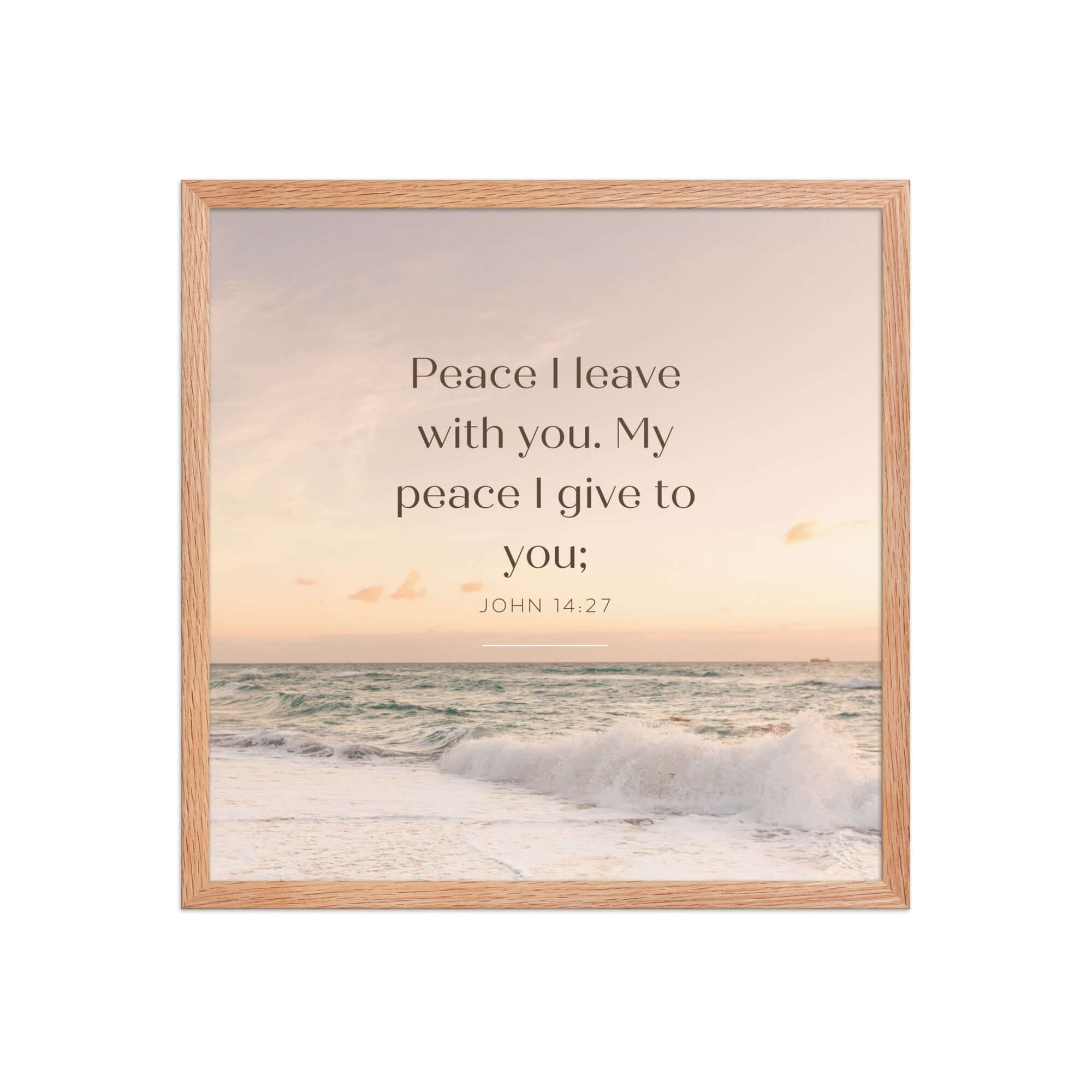 John 14:27 Bible Verse, not as the Enhanced Matte Paper Framed Poster Wall Art Red Oak 18″×18″