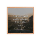 James 4:8 Bible Verse, Cleanse your Enhanced Matte Paper Framed Poster Wall Art Red Oak 18″×18″