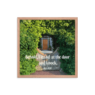 Revelation 3:20 Bible Verse, Garden Doorway Enhanced Matte Paper Framed Poster Wall Art Red Oak 18″×18″