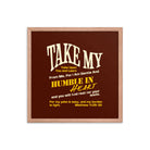 Matthew 11:29-30 Bible Verse, learn from me Enhanced Matte Paper Framed Poster Wall Art Red Oak 18″×18″