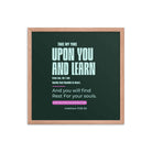 Matthew 11:29-30 Bible Verse, I am gentle Enhanced Matte Paper Framed Poster Wall Art Red Oak 18″×18″