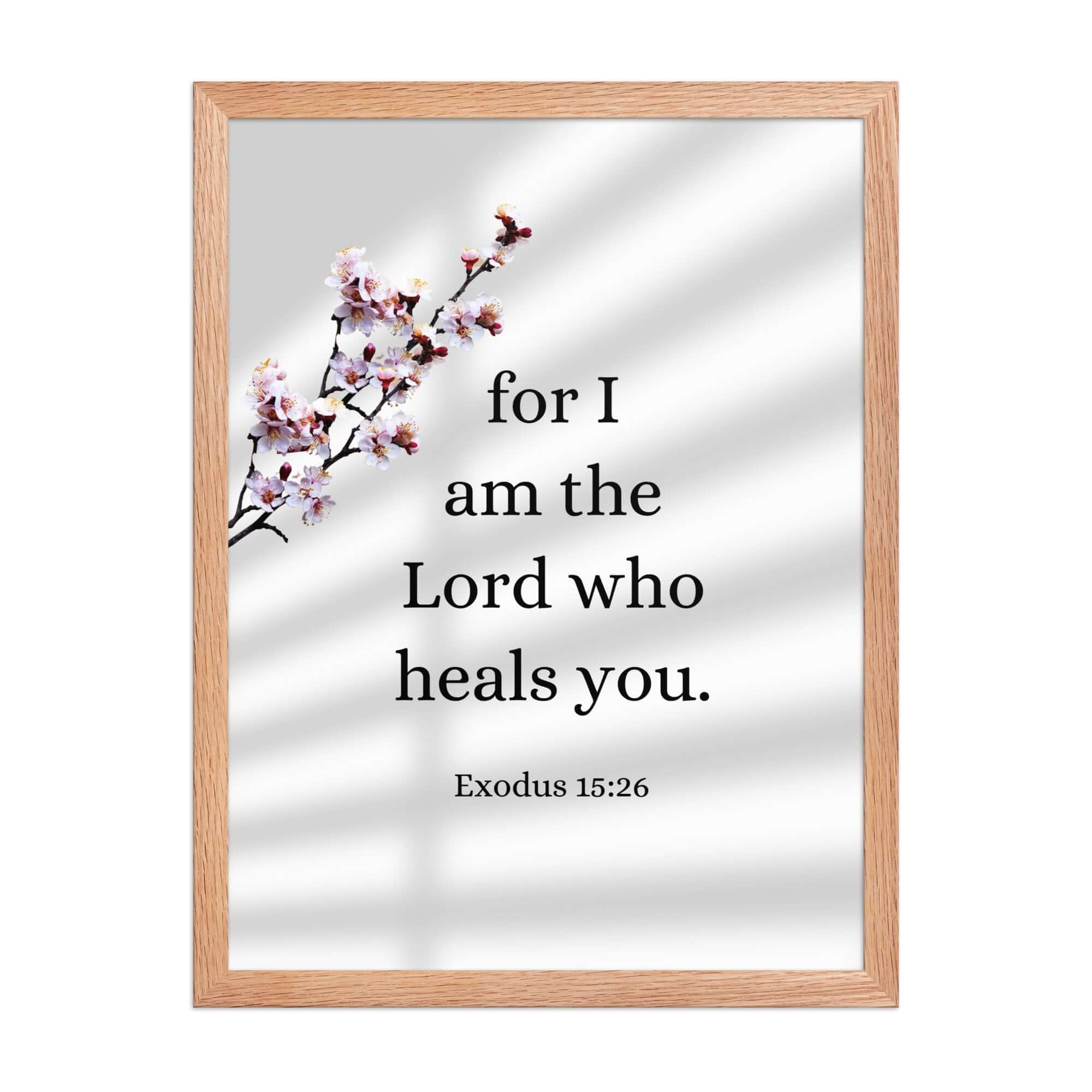 Exodus 15:26 Bible Verse, diligently listen Enhanced Matte Paper Framed Poster Wall Art Red Oak 18″×24″