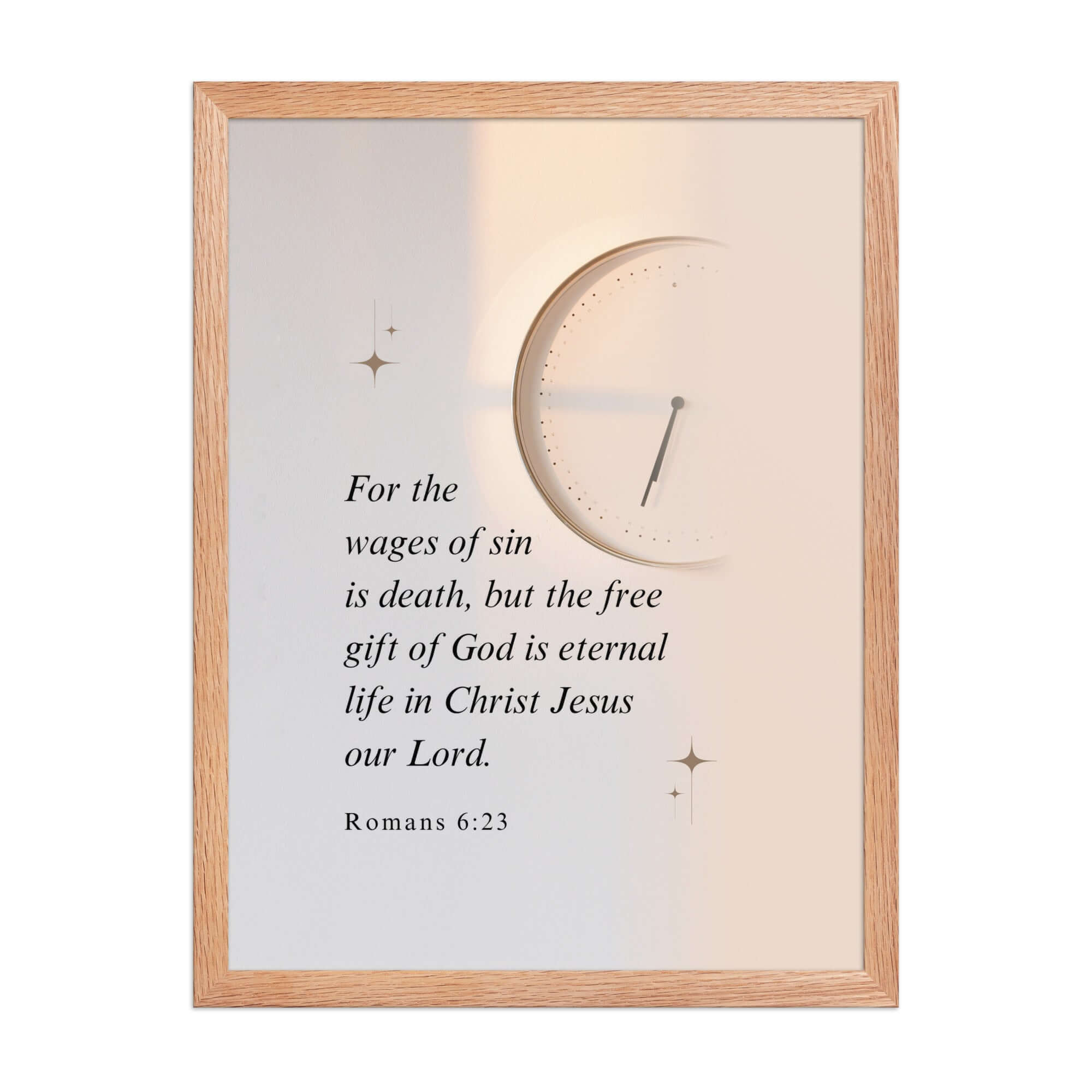 Romans 6:23 Bible Verse, our Lord Enhanced Matte Paper Framed Poster Wall Art Red Oak 18″×24″