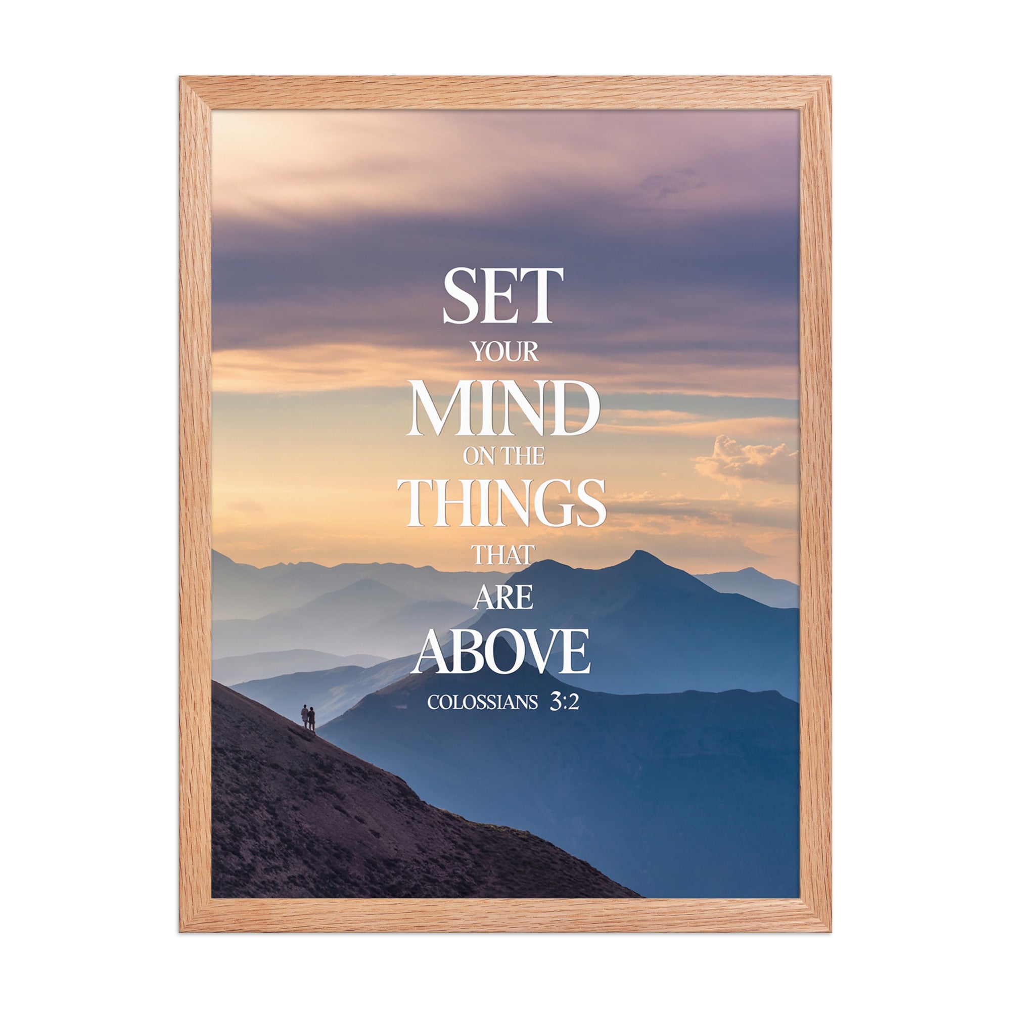 Colossians 3:2 Bible Verse things that Enhanced Matte Paper Framed Poster Red Oak 18″×24″