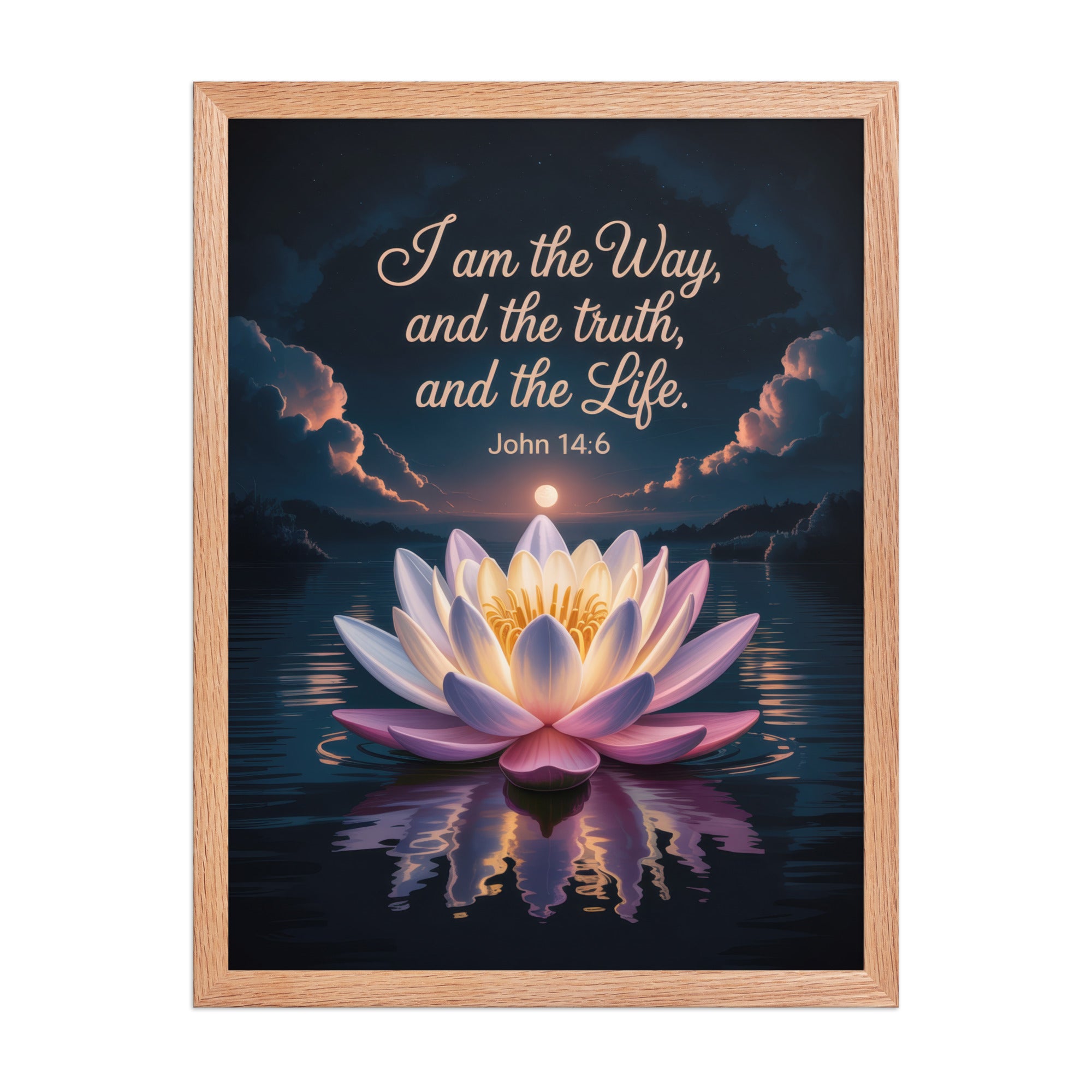 John 14:6 Bible Verse The Way Enhanced Matte Paper Framed Poster Red Oak 18″×24″