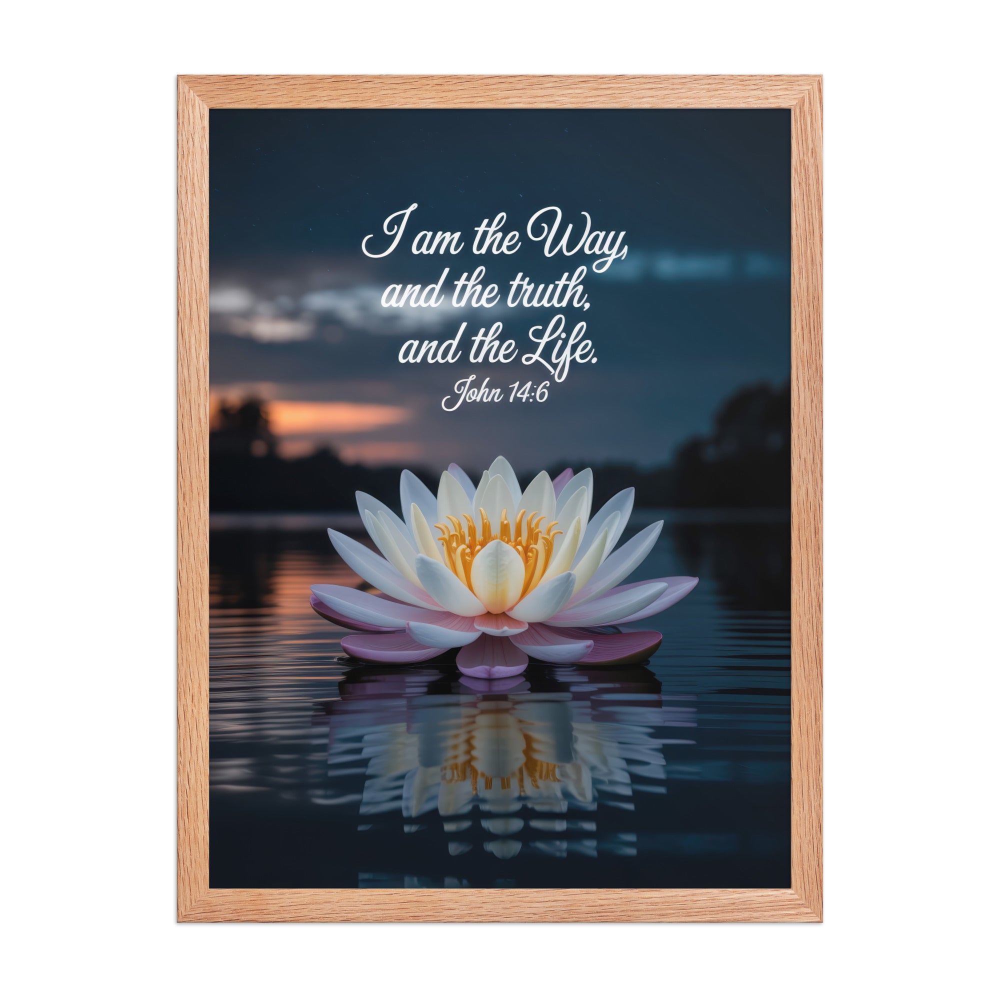 John 14:6 Bible Verse The Father Enhanced Matte Paper Framed Poster Red Oak 18″×24″