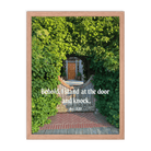 Revelation 3:20 Bible Verse, Garden Doorway Enhanced Matte Paper Framed Poster Wall Art Red Oak 18″×24″