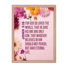 John 3:16 Bible Verse, For God So Loved Enhanced Matte Paper Framed Poster Wall Art Red Oak 18″×24″