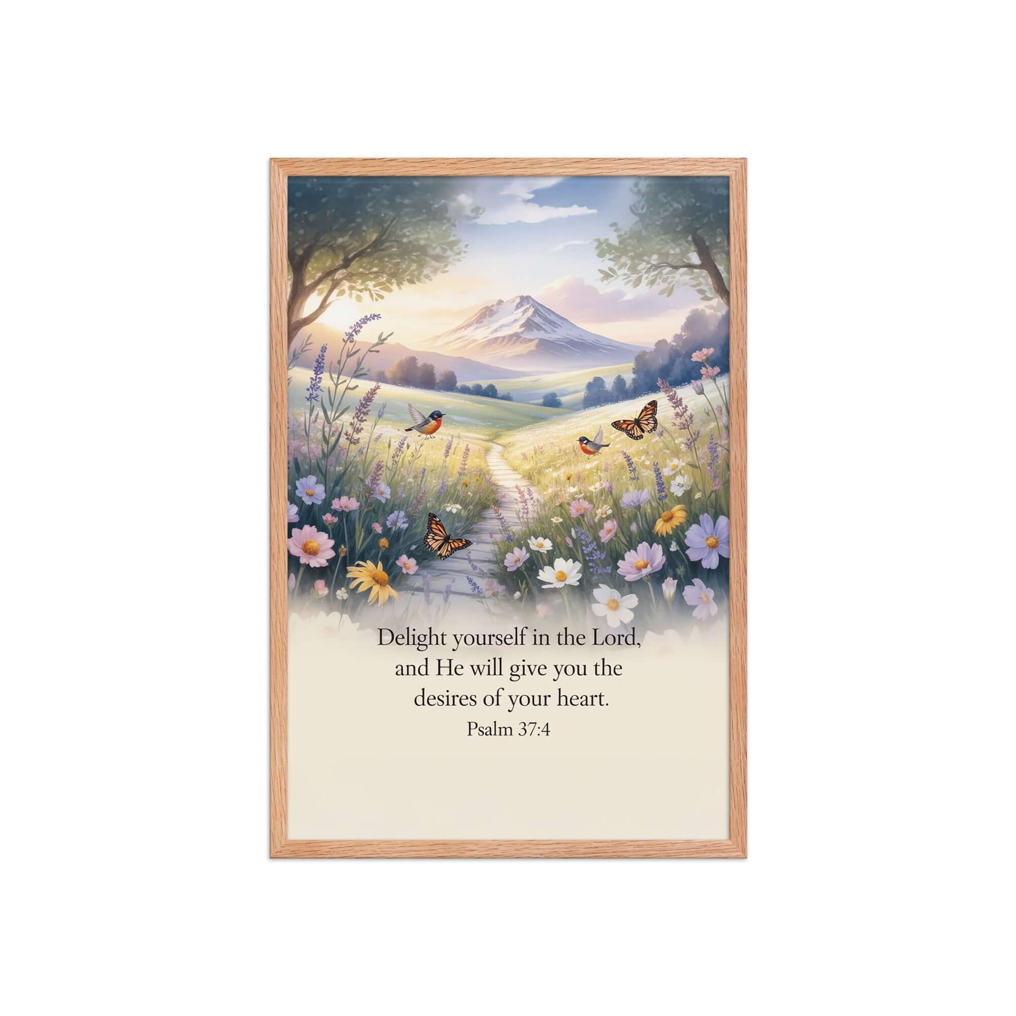 Psalm 37:4 Bible Verse, Delight Enhanced Matte Paper Framed Poster