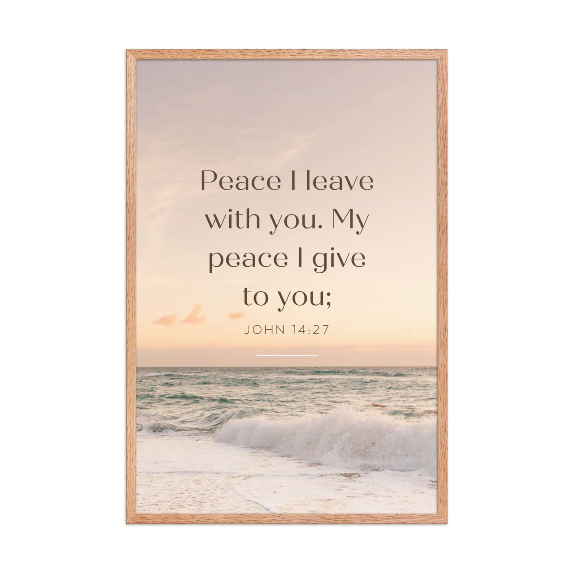 John 14:27 Bible Verse, not as the Enhanced Matte Paper Framed Poster Wall Art Red Oak 24″×36″