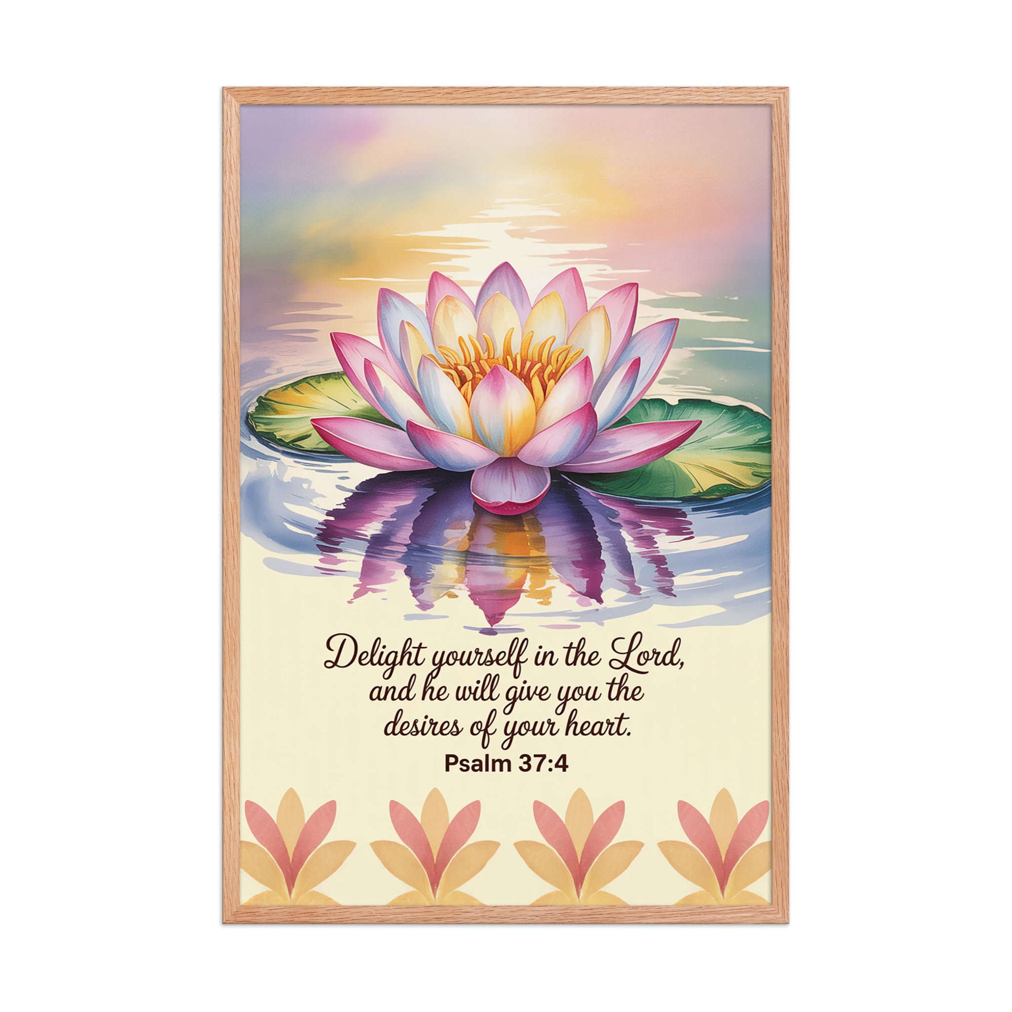 Psalm 37:4 Bible Verse, the Lord Enhanced Matte Paper Framed Poster Red Oak 24″×36″