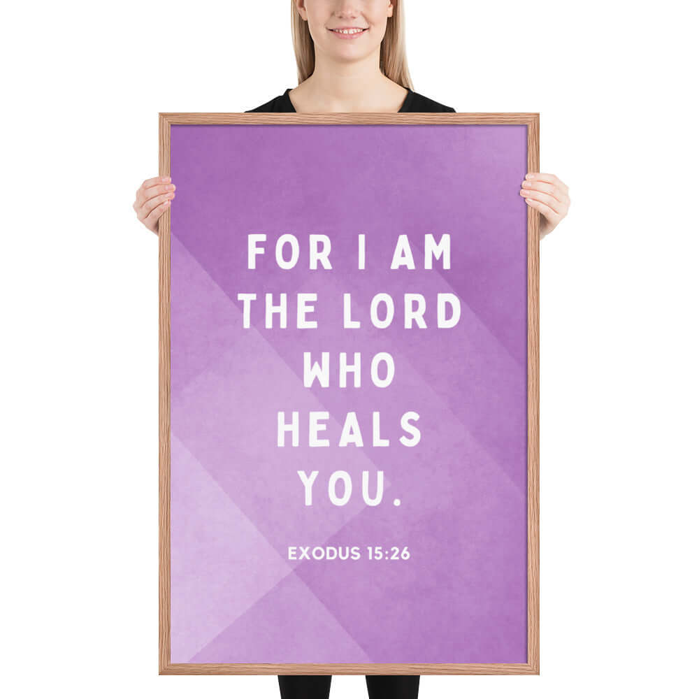 Exodus 15:26 Bible Verse, in his eyes Enhanced Matte Paper Framed Poster Wall Art Red Oak 24″×36″