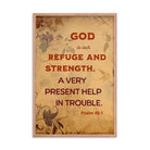 Psalm 46:1 Bible Verse, God is Our Refuge Enhanced Matte Paper Framed Poster Wall Art Red Oak 24″×36″