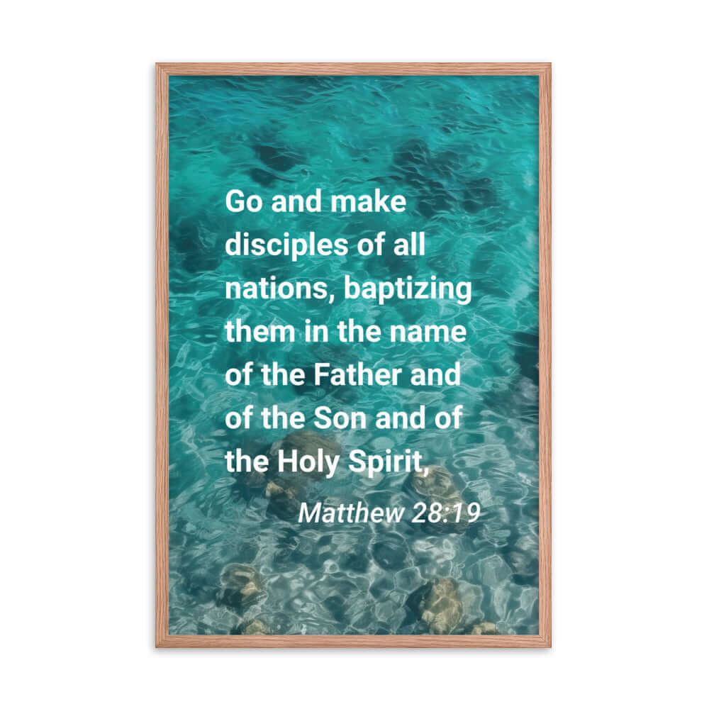 Matthew 28:19 Bible Verse, Make Disciples Enhanced Matte Paper Framed Poster Wall Art Red Oak 24″×36″