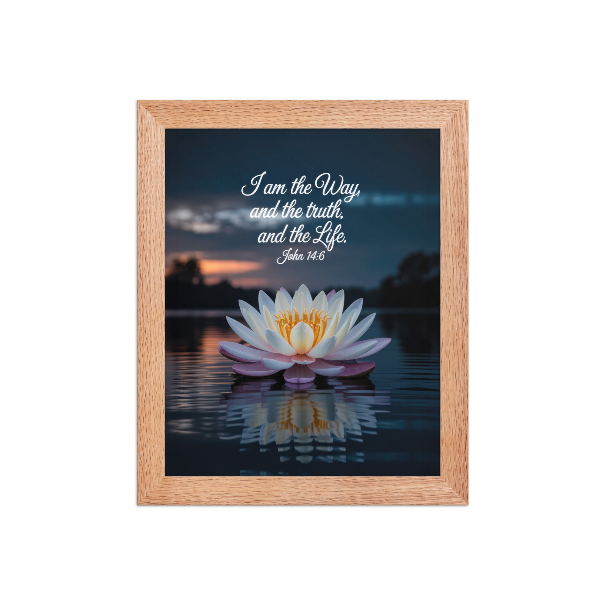 John 14:6 Bible Verse The Father Enhanced Matte Paper Framed Poster Red Oak 8″×10″